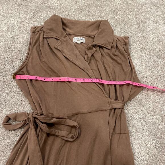 Anthropologie Porridge Women's Soft Casual Wrap Dress Brown Sleeveless Size M - Picture 11 of 11